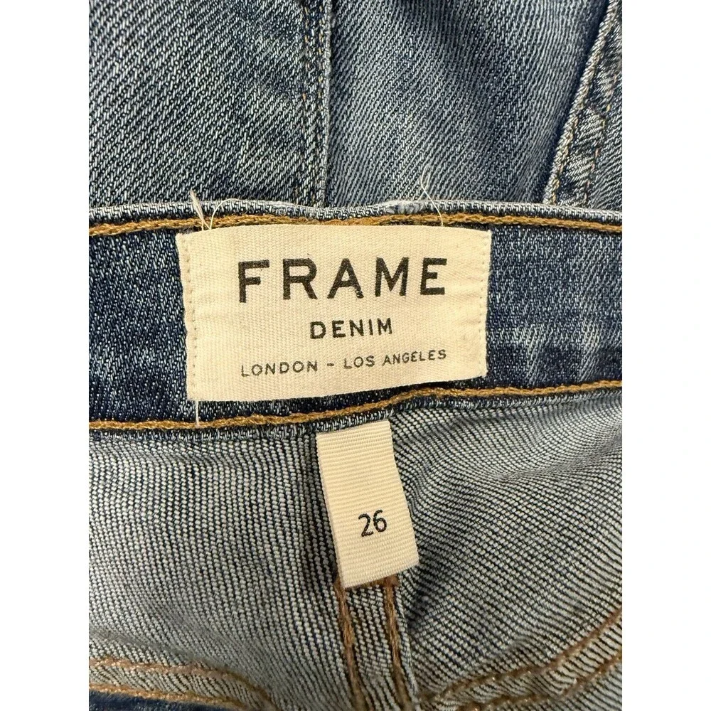 FRAME Le Nouveau Split-Hem Straight Jeans Raw‎ Hem Distressed 26 - Picture 3 of 8